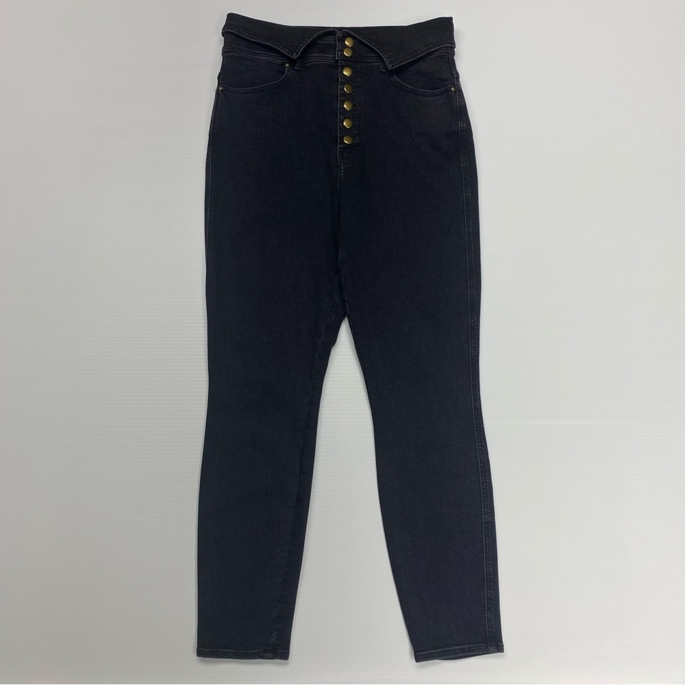 Mother The Swooner Exposed Snap Ankle Black USA Made Denim Jeans Sz 32